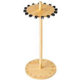 Fishing Rod Holders for 16 Fishing Poles, Wood Round Fishing Rods Rack for Garage Organization and Storage, Floor Stand Space-Saving Equipment