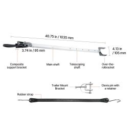 Transom Saver, 23-35 in, Adjustable Boat Transom Saver with Composite Head