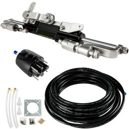 Hydraulic Steering Kit, 300HP Hydraulic Steering Compact Cylinder, Hydraulic Outboard Steering Kit with Helm Pump for Boat Marine Steering System