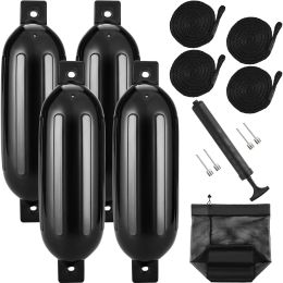 Boat Fenders, 8.5" x 26" Boat Bumpers for Docking, Inflatable Ribbed Fender with Center Holes, Marine Boat Dock Fender Bumper with Air Pump