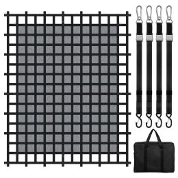 Cargo Net, 120 in x 105 in, Heavy Duty Truck Cargo Net for Truck Bed, 4 Adjustable Straps with Carabiners & S-Hooks, Wear-resistant & Weather-pro