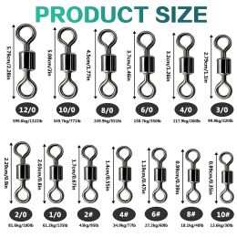 100pcs/pack Stainless Steel Rolling Swivel Connector; 30Lb-1322 Lb High Strength Fishing Rolling Barrel Swivels Fishing Tackle Accessories For Sa (size: 6/0, 350lb)