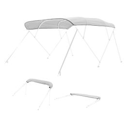 4 Bow Boat Bimini Tops, 600D Polyester Canopy, Waterproof & Sun Protection Boat Awning Canopy with Storage Bag, Bimini Top Replacement (Color: Light Grey, size: 96x(97-103) inch)