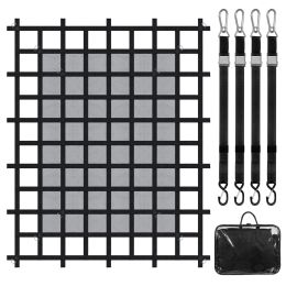 Cargo Net, 72 in x 57 in, Heavy Duty Truck Cargo Net for Truck Bed, 4 Adjustable Straps with Carabiners & S-Hooks, Wear-resistant & Weather-proof (Default: Default)